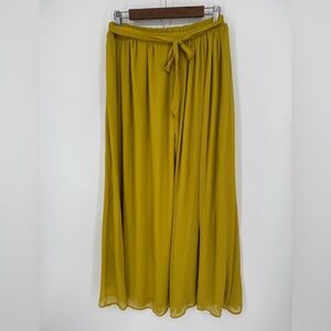 Freeway Women's Mustard Yellow Tie-Waist Maxi Skirt Elastic Waist Size Large